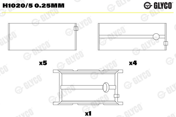 Подшипник коленвала GLYCO H10205025MM