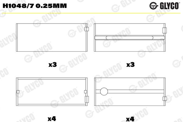 Подшипник коленвала GLYCO H10487025MM