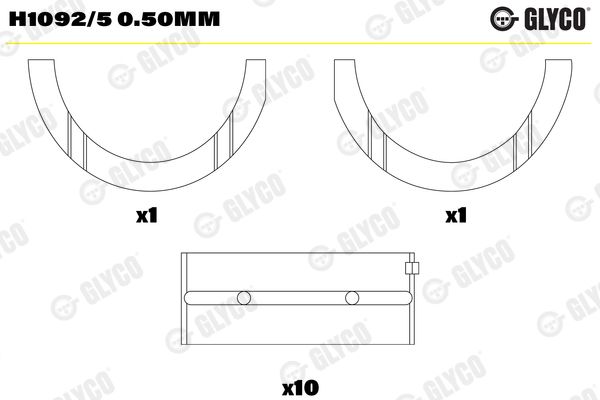 Подшипник коленвала GLYCO H10925050MM