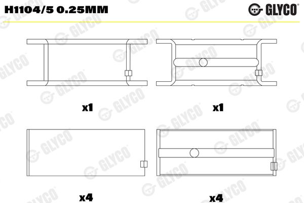 Подшипник коленвала GLYCO H11045025MM
