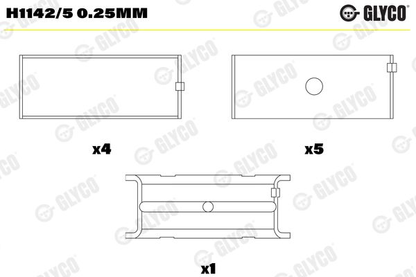 Подшипник коленвала GLYCO H11425025MM