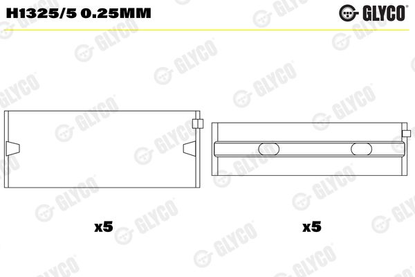 Подшипник коленвала GLYCO H13255025MM