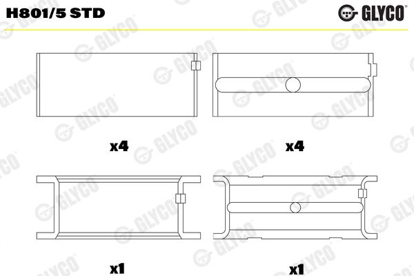 Подшипник коленвала GLYCO H8015STD
