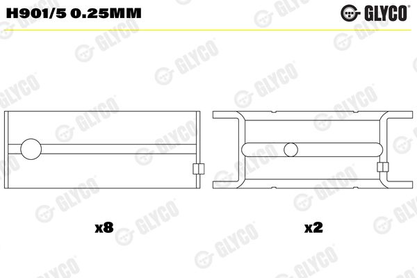 Подшипник коленвала GLYCO H9015025MM