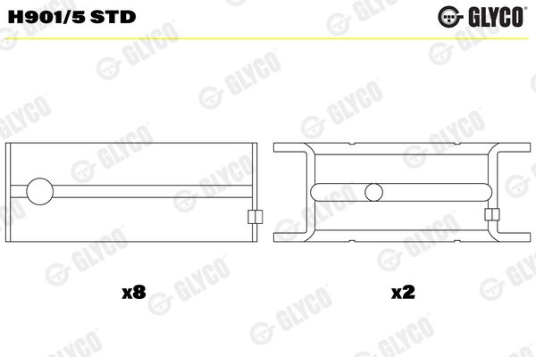 Подшипник коленвала GLYCO H9015STD