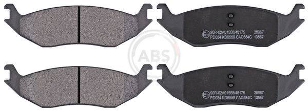 Комплект тормозных колодок, дисковый тормоз ABS 38967