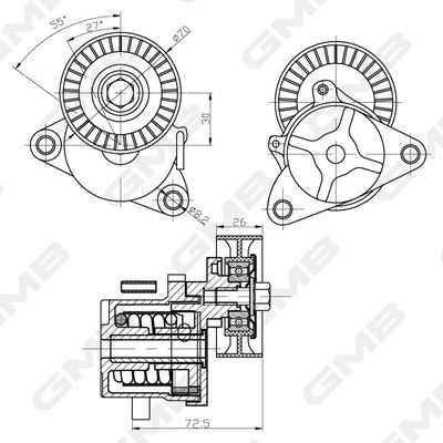 Натяжитель ремня, клиновой зубча GMB GAT31480