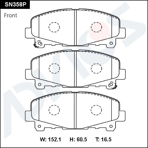 Комплект тормозных колодок, дисковый тормоз ADVICS SN358P