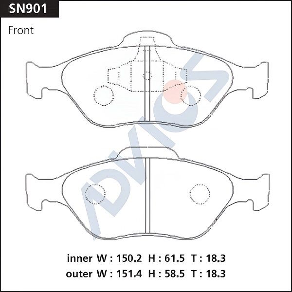 Комплект тормозных колодок, дисковый тормоз ADVICS SN901
