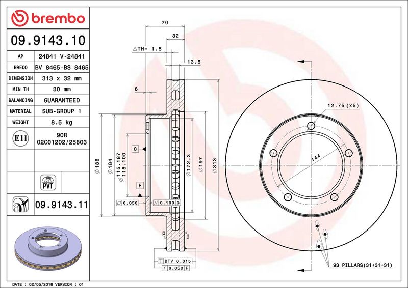 Тормозной диск BREMBO 09914310