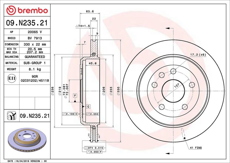 Тормозной диск BREMBO 09N23521