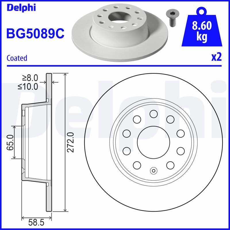 Тормозной диск DELPHI BG5089C