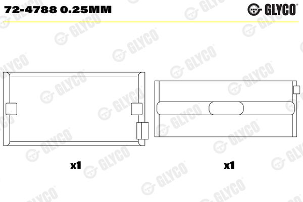 Подшипник коленвала GLYCO 724788025MM