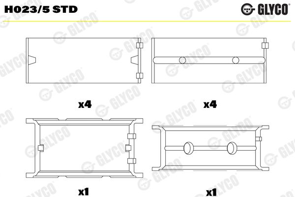 Подшипник коленвала GLYCO H0235STD