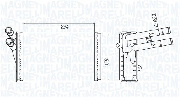 Теплообменник, отопление салона MAGNETI MARELLI 350218409000