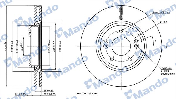 Тормозной диск MANDO MBC030266
