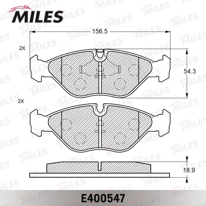 Комплект тормозных колодок, дисковый тормоз MILES E400547