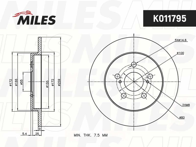 Тормозной диск MILES K011795