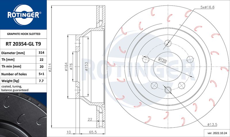 Тормозной диск ROTINGER RT20354GLT9