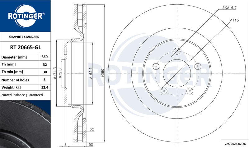 Тормозной диск ROTINGER RT20665GL