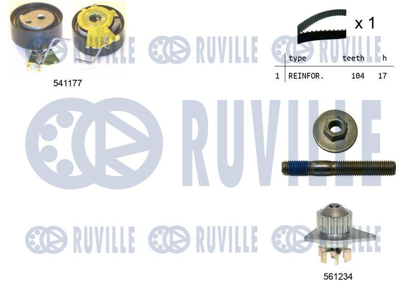 Водяной насос + комплект зубчатого ремня RUVILLE 5500511