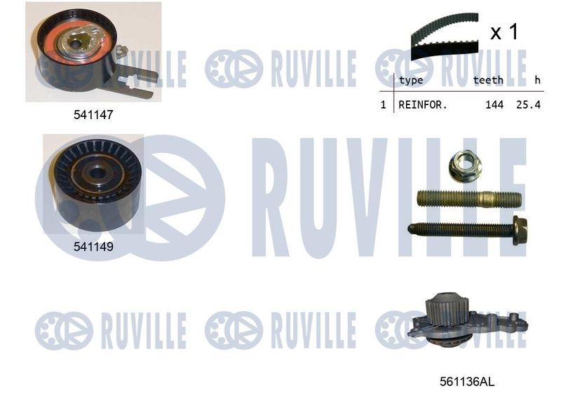 Водяной насос + комплект зубчатого ремня RUVILLE 5500521