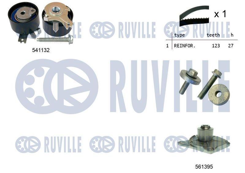 Водяной насос + комплект зубчатого ремня RUVILLE 5500552