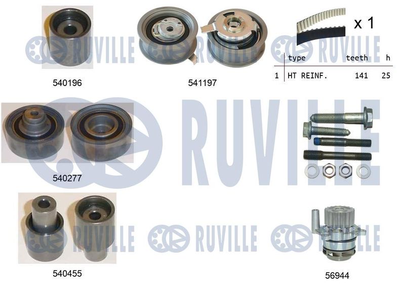 Водяной насос + комплект зубчатого ремня RUVILLE 5500591