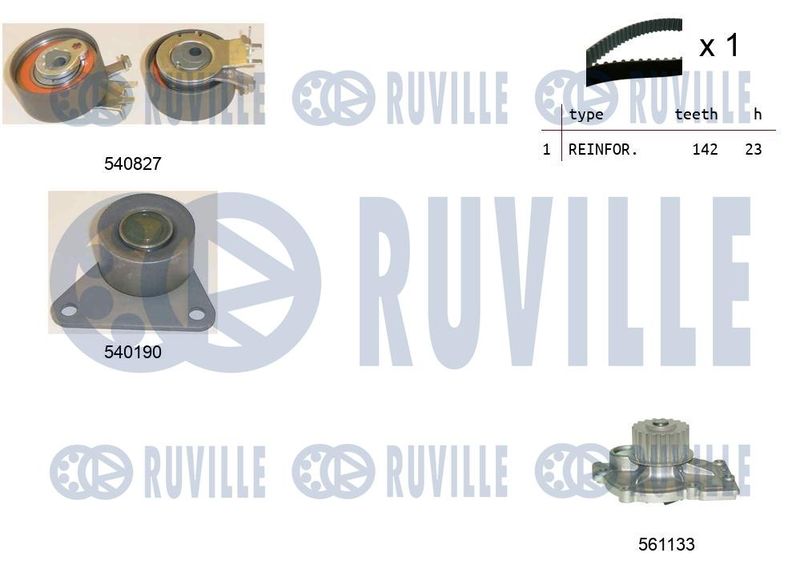 Водяной насос + комплект зубчатого ремня RUVILLE 5501101