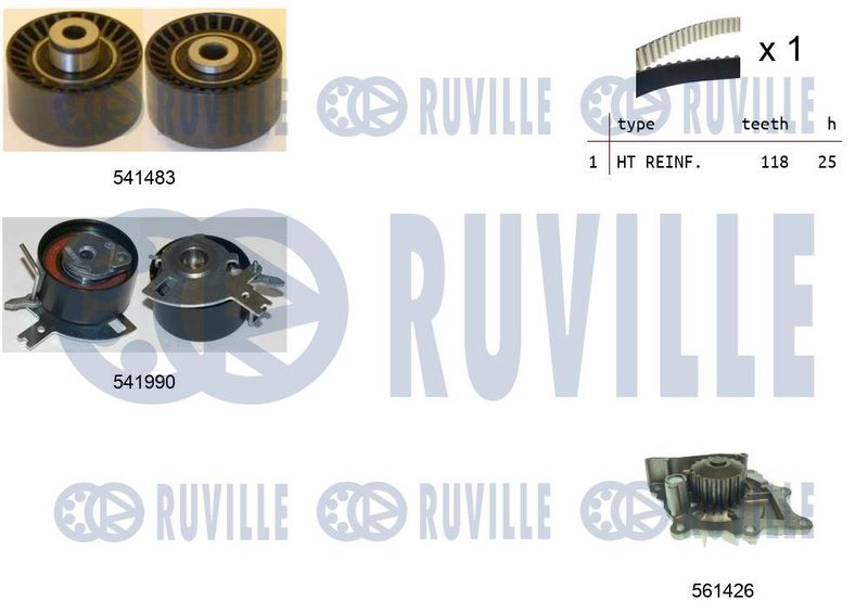 Водяной насос + комплект зубчатого ремня RUVILLE 5502801