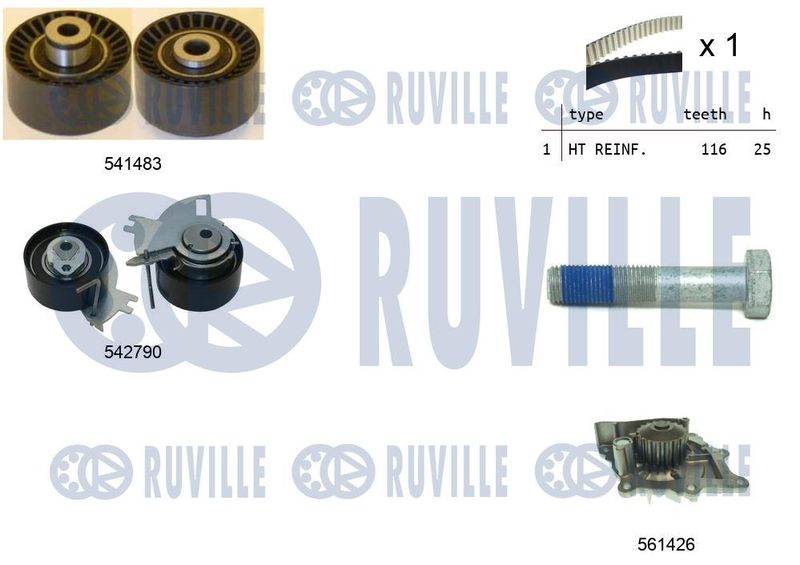 Водяной насос + комплект зубчатого ремня RUVILLE 5504271
