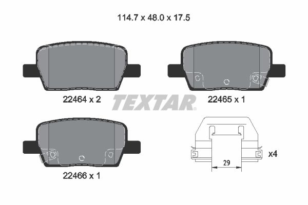 Комплект тормозных колодок, дисковый тормоз TEXTAR 2246401