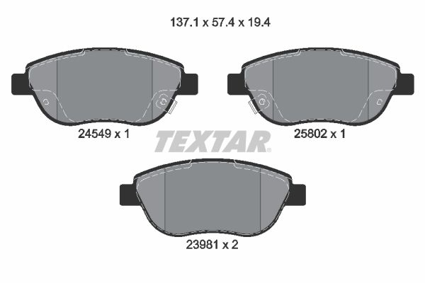 Комплект тормозных колодок, дисковый тормоз TEXTAR 2454901