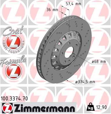 Тормозной диск ZIMMERMANN 100337470