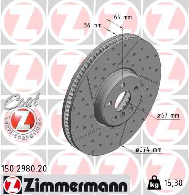 Тормозной диск ZIMMERMANN 150298020