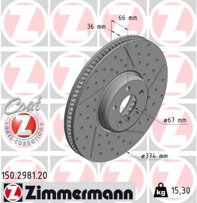 Тормозной диск ZIMMERMANN 150298120