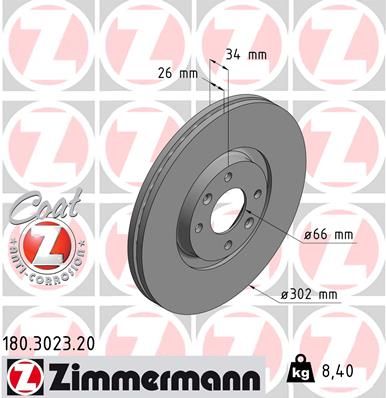Тормозной диск ZIMMERMANN 180302320