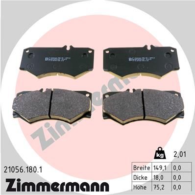 Комплект тормозных колодок, дисковый тормоз ZIMMERMANN 210561801