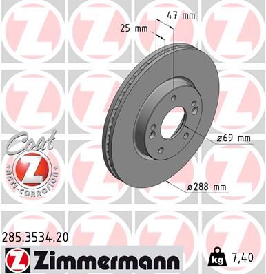 Тормозной диск ZIMMERMANN 285353420