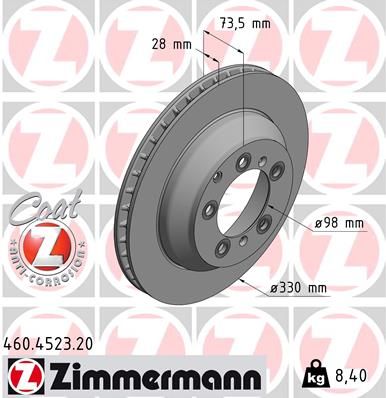 Тормозной диск ZIMMERMANN 460452320