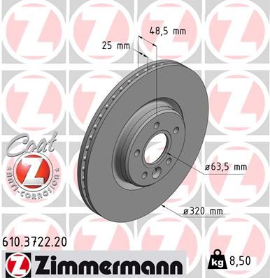 Тормозной диск ZIMMERMANN 610372220
