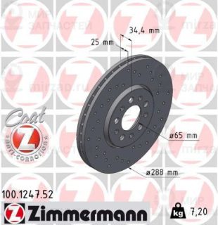 Тормозной диск ZIMMERMANN 100124752