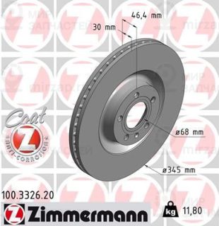 Тормозной диск ZIMMERMANN 100332620