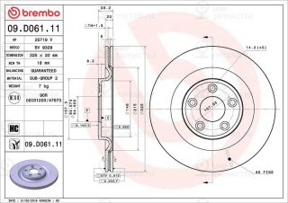 Тормозной диск BREMBO 09D06111
