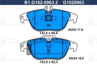 Комплект тормозных колодок (дисковый тормоз) GALFER B1G10209632