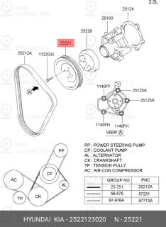 Запчасть HYUNDAI 2522123020