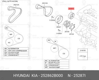 Запчасть HYUNDAI 252862B000