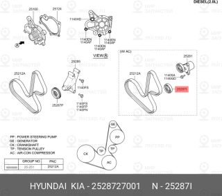 Запчасть HYUNDAI 2528727001