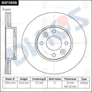 Тормозной диск ADVICS B6F099B