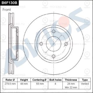 Тормозной диск ADVICS B6F130B